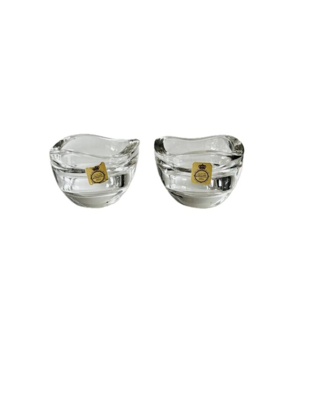 2 Nachtmann Bleikristall Clear Cut Crystal Tea Light Votive Candle Holders =
